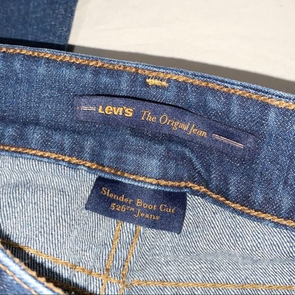 Levi's 526 Mid Rise Dark Wash Slender Bootcut Cotton Blend Denim Jeans Size 10 - Picture 4 of 9